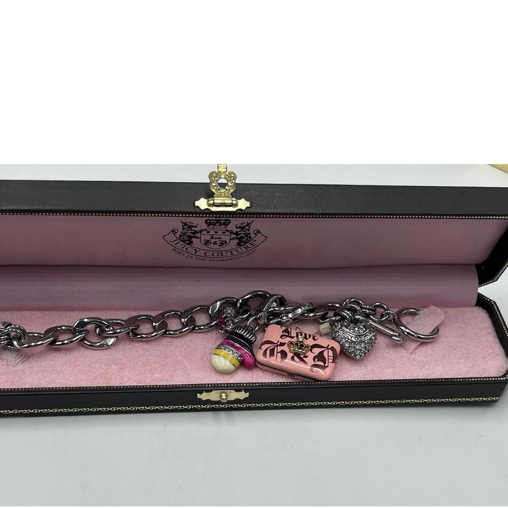Juicy Couture Silver Tone
Bracelet Charmsβ Mittens Snowballs Laptop Pave Heart